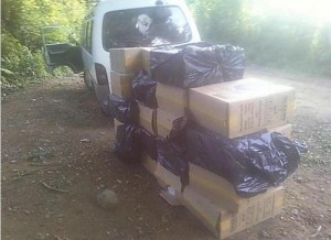 Parte del decomiso realizado por militares en San Miguel.