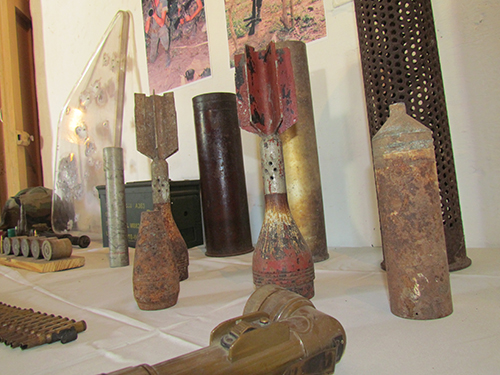 Los artefactos de muerte, en el Museo Guazapa.